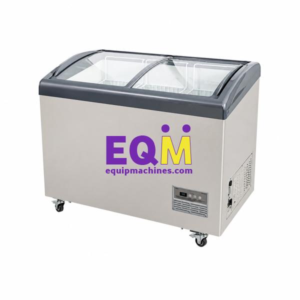 Dual Curved Glass Door Ice Cream Display Freezer